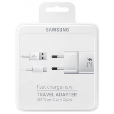 Мережевий зарядний пристрій Samsung + кабель Type-C Fast Charge (EP-TA20EWECGRU) White