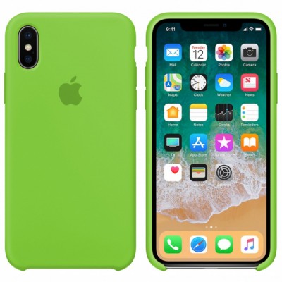 Накладка Silicone Case Full для iPhone XS Max Lime Green