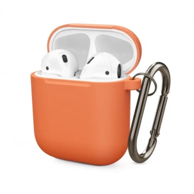 Чохол Silicon Case AirPods (+Карабін) Papaya