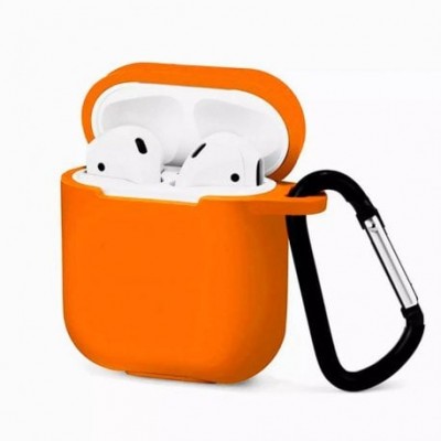 Чохол Simple Soft Silicon Case AirPods (+Карабін) Orange
