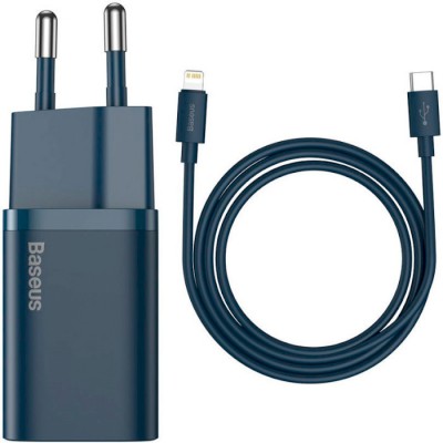 Мережевий зарядний пристрій Baseus Super Si 20W + кабель Lightning Blue