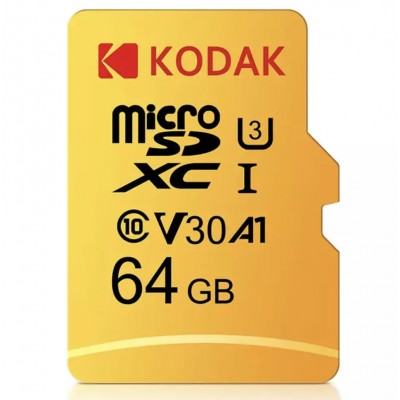 Карта памяті MicroSD 64GB Kodak UHS-1 U3 V30 A1 Class 10 SD-адаптер