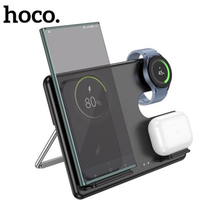 Безпровідна зарядна панель Hoco Wireless Charging 3 in 1 Black