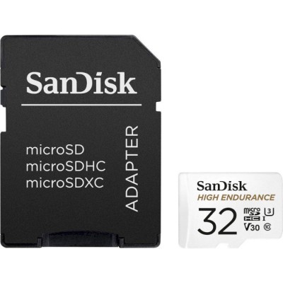 Карта памяті MicroSD 32GB SanDisk High Endurance C10 U3 V30 + SD-адаптер