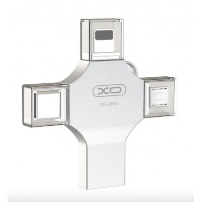 Флеш память USB2.0 XO DK04 4 in 1 128GB Silver