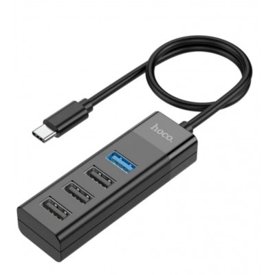 Концентратор Type-C HUB Hoco HB25 Easy mix 4-in-1 USB3.0+USB2.0 х 3 5 V 0,3m Black