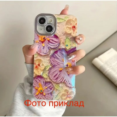 Накладка Swarovski для iPhone 15 Pro Max Pink and Purple Flowers