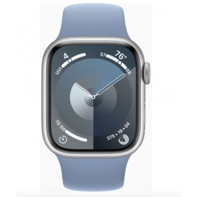 Apple Watch Series 9 GPS 41mm Silver Aluminum with Storm Blue Sport Band ML (MR913)