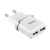 СЗУ Adapter 2USB Hoco C-12 (5V) + Data cabel Lightning White