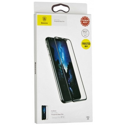 Захисне скло 3D Baseus Frosted iPhone X 0,23mm Anti-Blue White