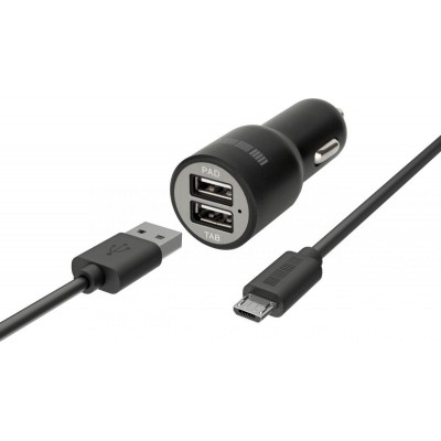 Автомобільний зарядний пристрій 2xUSB Profit +  Micro USB  (2,1A) Black
