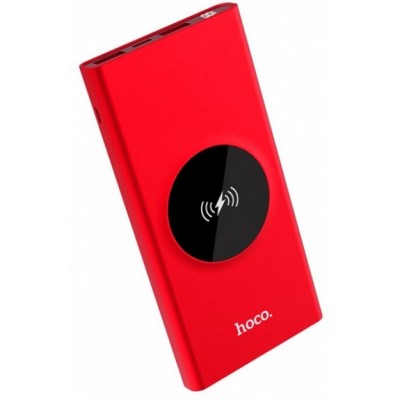Додатковий акумулятор Hoco J37 10000mAh + Безпровідна зарядка Red