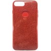 Чохол  iPhone 7 "силікон" з блискітками Red