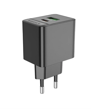 Адаптер мережевий Borofone BAS14A 1USB + 20W 1Type-C Black 51119 фото