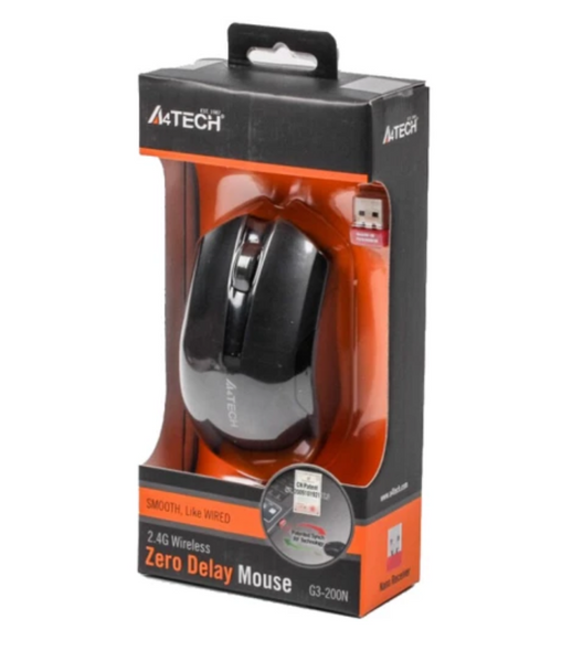 Мышка безпровідна A4Tech G3-200N Black USB V-Track 22209 фото