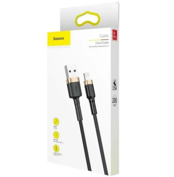 Кабель Lightning Baseus Cafule Series 1.5A/2m Gold Black 48044 фото