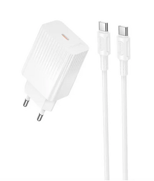 Адаптер мережевий Borofone BAS75A 30W + Type-C-Type-C White 53667 фото