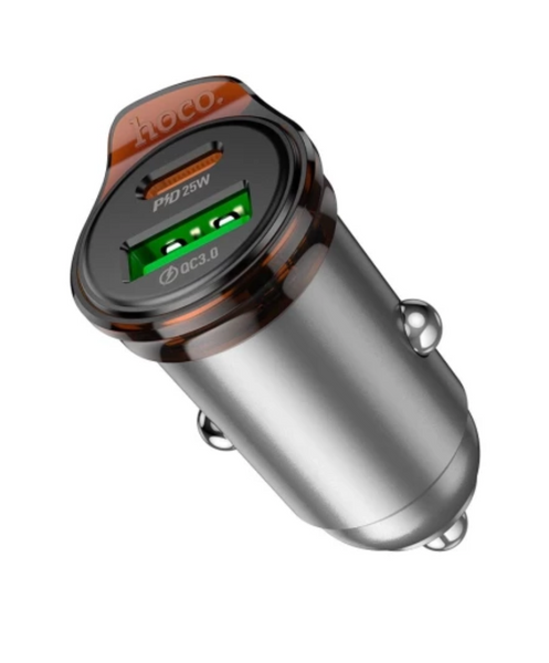Автомобільний адаптер HOCO NZ16A 43W 1USB+1Type-C Metal-Grey 52200 фото Автомобільний адаптер HOCO NZ16A 43W 1USB+1Type-C Metal-Grey 52200 фото