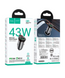 Автомобільний адаптер HOCO NZ16A 43W 1USB+1Type-C Metal-Grey 52200 фото 5