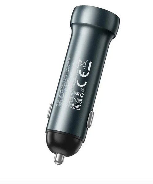 Автомобільний адаптер Hoco Z54 48W 1USB-A+1USB-C Metal Gray 52203 фото