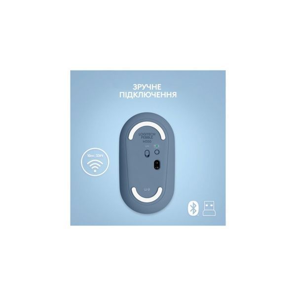 Мишка безпровідна Logitech Pebble M350 Blueberry USB 37534 фото