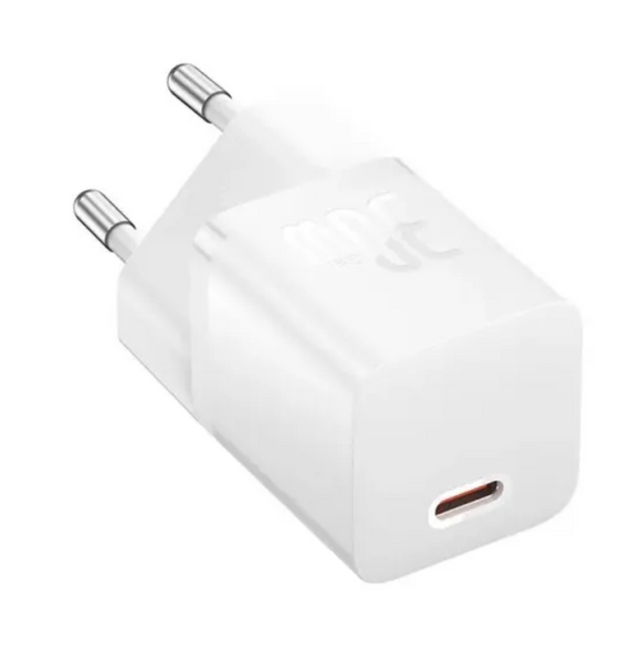 Мережевий зарядний пристрій Baseus GaN5 Fast Charger 30W Cable Type-C to Type-C 100W 1m White 48392 фото