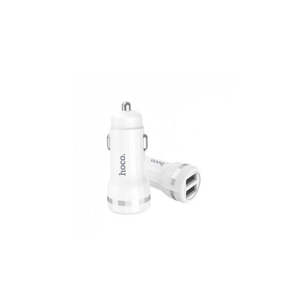 Автомобільний зарядний пристрій 2xUSB Hoco Z27 + Lighting (2,4A) White 24640 фото