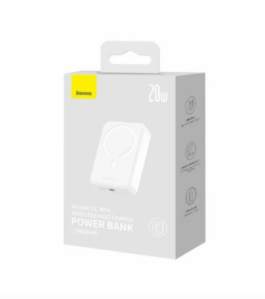 Додатковий акумулятор Baseus Magnetic Mini Wireless Fast Charge 20000mAh 20W White 48393 фото