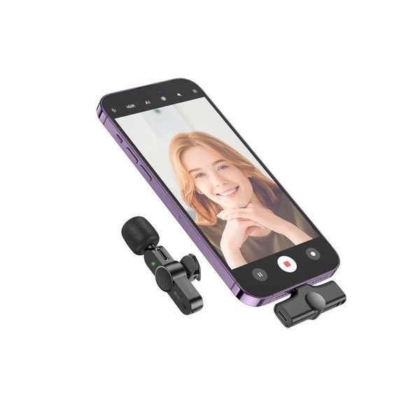Мікрофон BOROFONE BFK12 Trophy lavalier wireless digital microphone Lightning Black 44310 фото