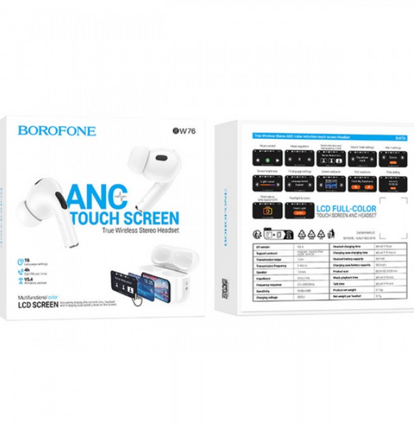 Навушники Borofone BW76 ANC Touch Screen White 47969 фото