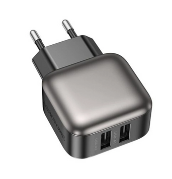 Адаптер мережевий Borofone BAS51A 2USB Black 51059 фото