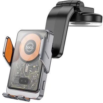 Тримач в авто + Безпровідна зарядка HOCO HW8 TDE Magnetic Wireless Charging Grey 44123 фото
