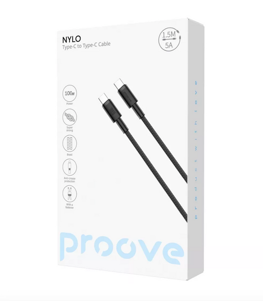 Кабель Proove Nylon Type-C - Type-C 100W 1.5m Black 52873 фото