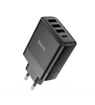 Адаптер мережевий Hoco C127A 3USB + 1Type-C Black 51147 фото