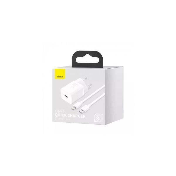 Мережевий зарядний пристрій Baseus Super Si 20W + кабель Lightning White 35092 фото
