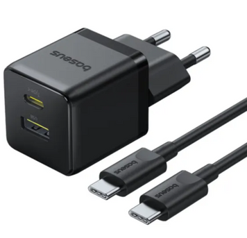 Мережевий зарядний пристрій Baseus Palm 30W C+U Black 49574 фото