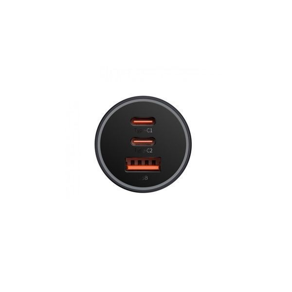 Автомобільний зарядний пристрій Baseus Golden Contactor Pro Triple Fast Charger Car Charger 65W Dark 42666 фото