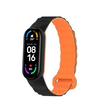 Ремінець для браслета Dual-Color Magnetic Xiaomi Mi Band 7/6/5/4/3 Black Orange 49734 фото