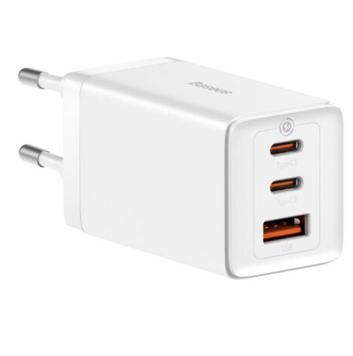 Адаптер мережевий Baseus GaN5 Pro Fast Charger 2C+U 65W EU Cable Type-C to Type-C 100W 1m White CCGP 44935 фото
