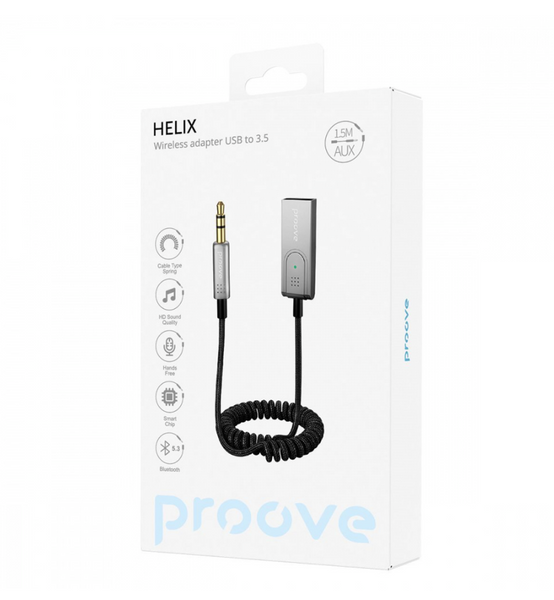 Автомобільний аудіо Bluetooth адаптер Proove Helix Metal Silver 49093 фото