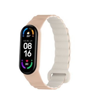 Ремінець для браслета Dual-Color Magnetic Xiaomi Mi Band 7/6/5/4/3 Biege White 49736 фото