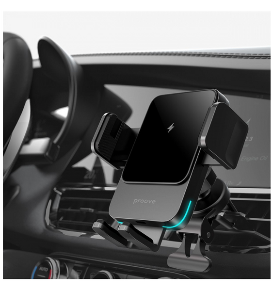 Тримач в авто + Безпровідна зарядка Proove Sonic 15 W Black 45727 фото