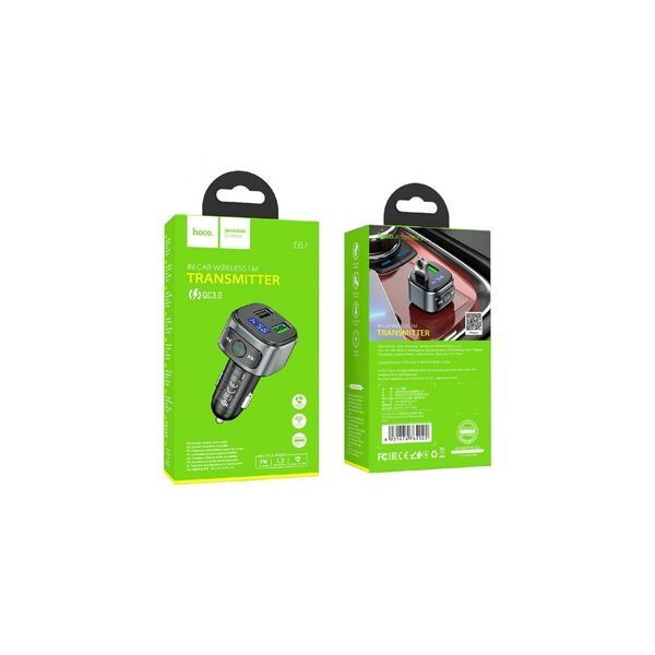FM Модулятор HOCO E67 2 USB-A 2,4A Black 35243 фото