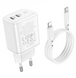 Мережевий зарядний пристрій BOROFONE BN9 Reacher PD35W dual port (2 USB-C) Cable Type-C to Lightning 45563 фото 2