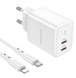 Мережевий зарядний пристрій BOROFONE BN9 Reacher PD35W dual port (2 USB-C) Cable Type-C to Lightning 45563 фото 1