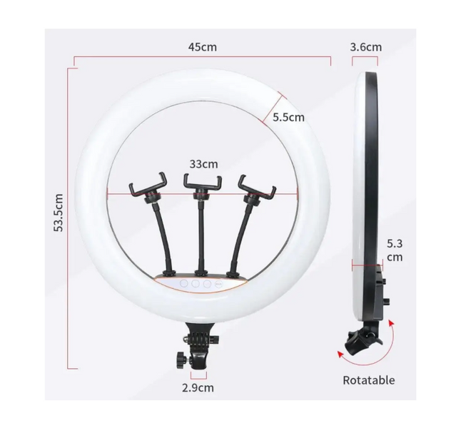 Кільцева лампа для фото з триногою RL18/LJJ45 LED (45см) 46570 фото
