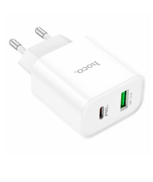 Адаптер мережевий Hoco C80A Plus PD20W+QC3.0 White 41317 фото