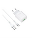 Мережевий зарядний пристрій HOCO C72Q 18W 1USB-A+ кабель USB-Type-C White 52117 фото 1