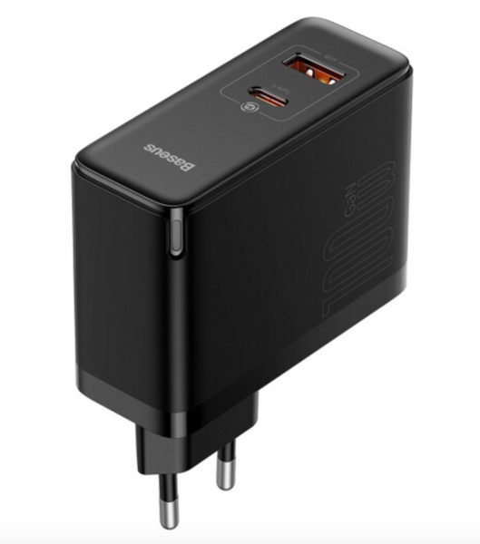 Адаптер мережевий Baseus GaN5 Pro Fast Charger Type-C+USB 100W Black 45871 фото