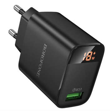 Адаптер мережевий Borofone BA95A QC3.0 Black 53614 фото